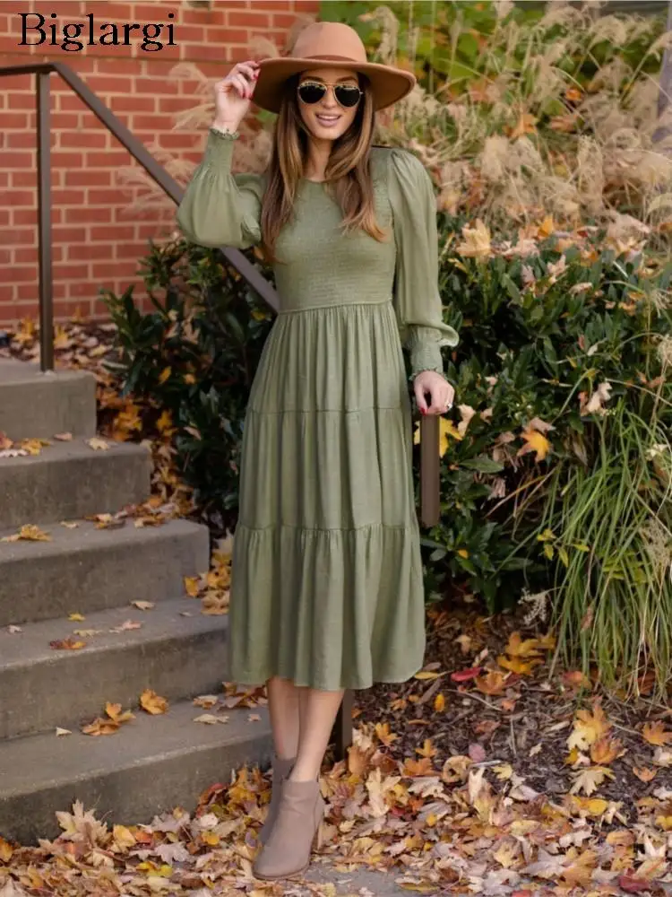 Autumn Winter Midi Dress Women Fashion Patchwork Ruffle Pleated Ladies Dresses Long Sleeve Casual Loose Woman Dress 2023
Autumn Winter Midi Dress Women Fashion Patchwork Ruffle Pleated Ladies Dresses Long Sleeve Casual Loose Woman Dress 2023