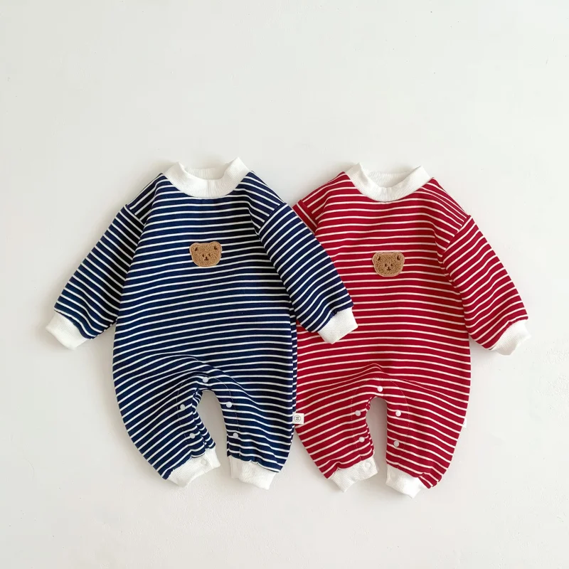 Spring Autumn Baby Rompers Cartoon Bear Toddler Boys Striped Jumpsuits Girls Cotton Loose Clothes
Spring Autumn Baby Rompers Cartoon Bear Toddler Boys Striped Jumpsuits Girls Cotton Loose Clothes