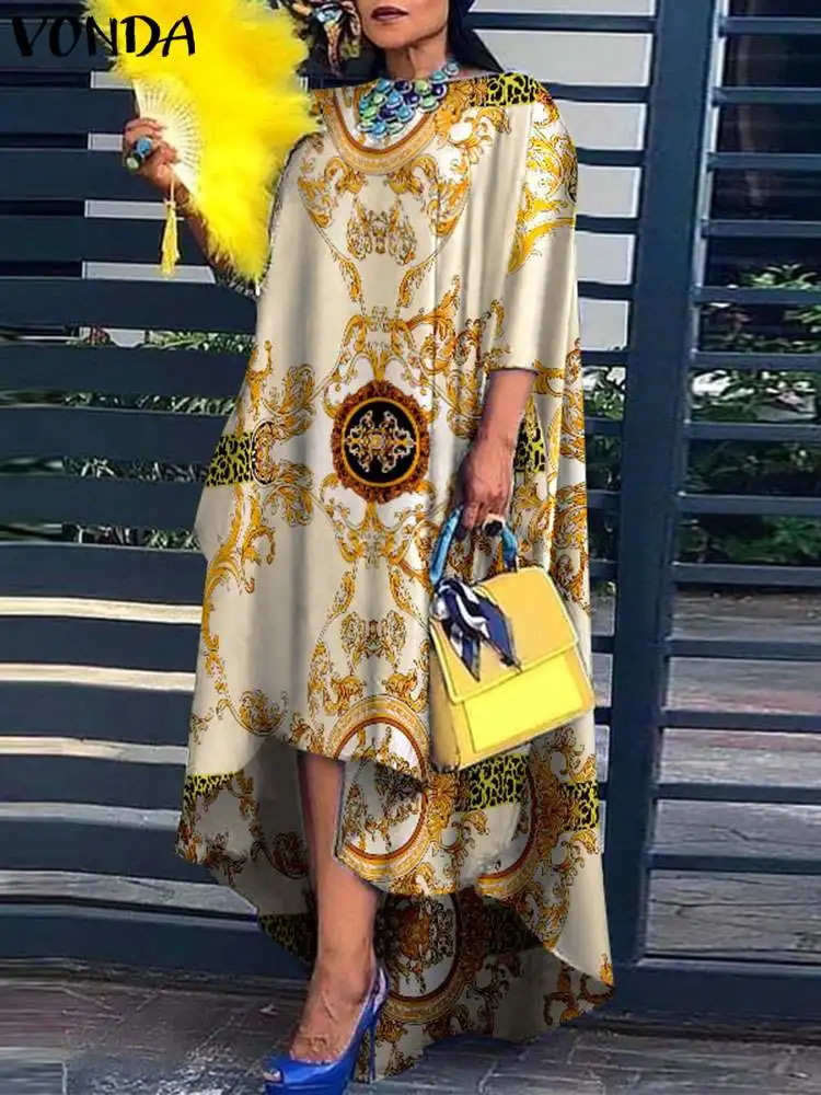 VONDA Oversize Bohemian Spring Women Dress Fashion Irregular Vestido Hem Long Robe Femme Casual Vintage Printed Beach Sundress
VONDA Oversize Bohemian Spring Women Dress Fashion Irregular Vestido Hem Long Robe Femme Casual Vintage Printed Beach Sundress