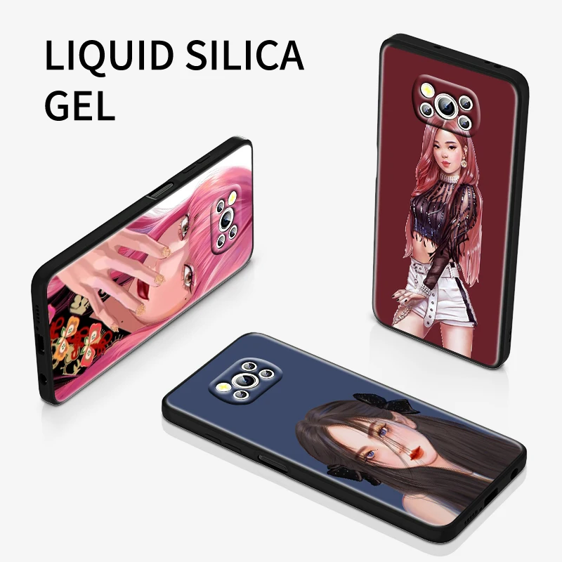 

Pretty Girl Group Pink For Xiaomi POCO F3 11T Mix4 10S X2 10 M2 M3 Lite F3 Pro 5G Black Soft Cover Phone Coque Fundas
