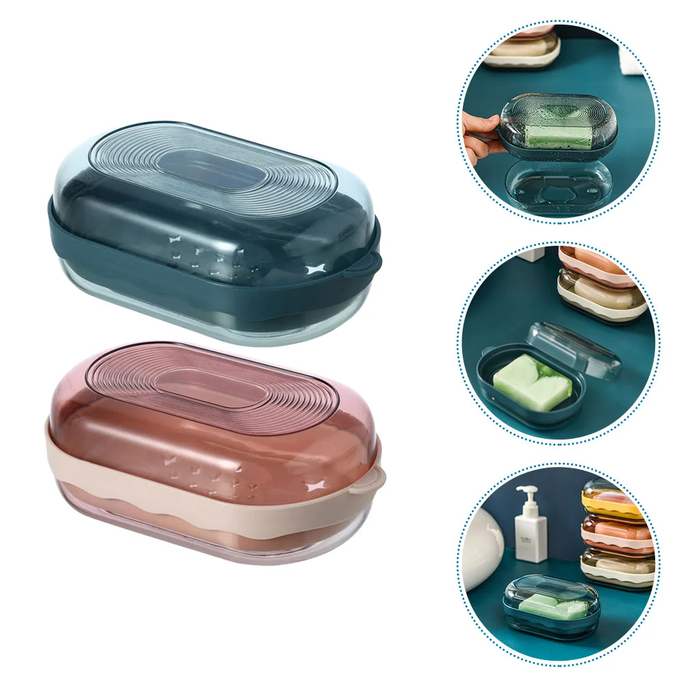 

Soap Holder Dish Case Travel Box Bar Container Saver Bathroom Shower Draining Decorative Tray Sponge Tile Ceramic Bathtub