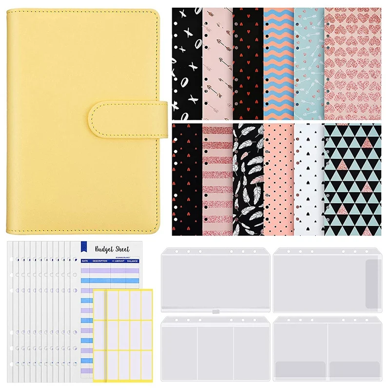 A6 PU Leather Notebook Binder Cover 6 Holes Binder Folders A6 Binder Budget,Expense Budget Sheets And Labels Sticker
A6 PU Leather Notebook Binder Cover 6 Holes Binder Folders A6 Binder Budget,Expense Budget Sheets And Labels Sticker