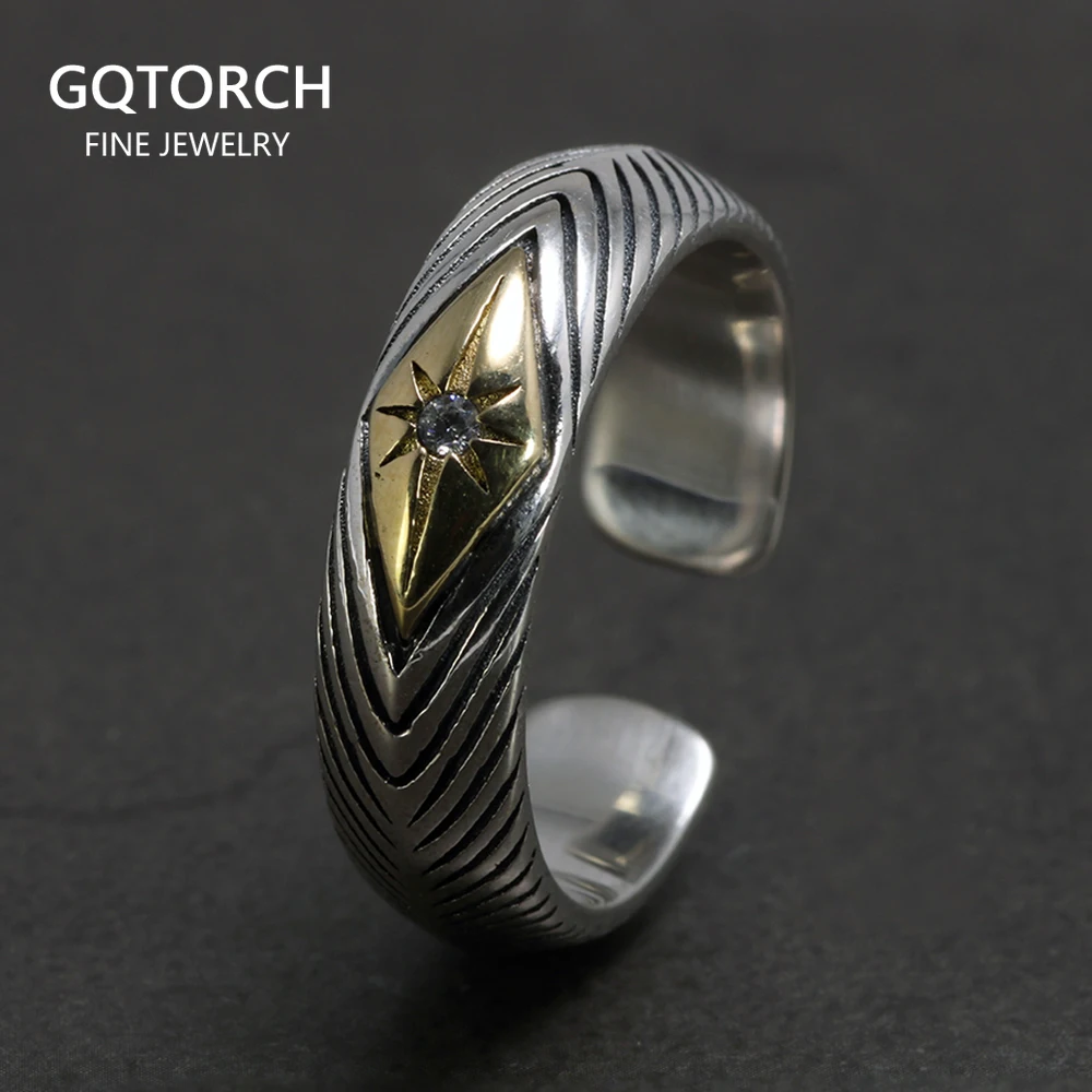 Genuine Pure 925 Sterling Silver Jewelry Retro Wave Stripe Men's Zircon Adjustable Thai Silver Ring 
Genuine Pure 925 Sterling Silver Jewelry Retro Wave Stripe Men's Zircon Adjustable Thai Silver Ring