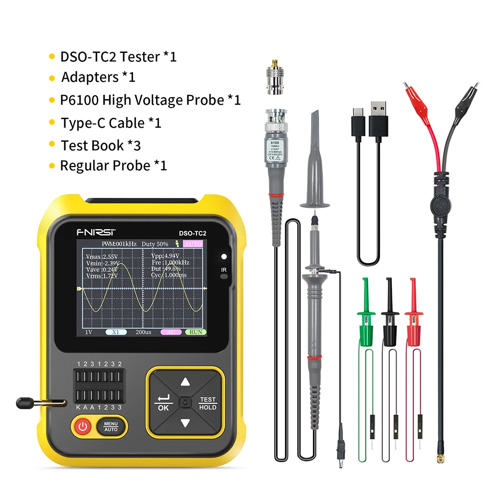 Digital Oscilloscope 2.4inch Handheld Backlight Oscilloscope Transistor Tester 200kHz Bandwidth PWM Square Waves Output
Digital Oscilloscope 2.4inch Handheld Backlight Oscilloscope Transistor Tester 200kHz Bandwidth PWM Square Waves Output