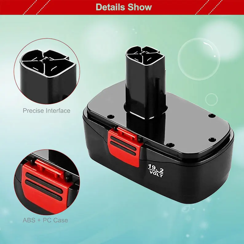 3600MAH 19.2 Volt Ni-MH Replacement Battery Compatible Craftsman C3 DieHard 130279005 115.15.1148 5 132 3903 11375 Cordless Tool
3600MAH 19.2 Volt Ni-MH Replacement Battery Compatible Craftsman C3 DieHard 130279005 115.15.1148 5 132 3903 11375 Cordless Tool