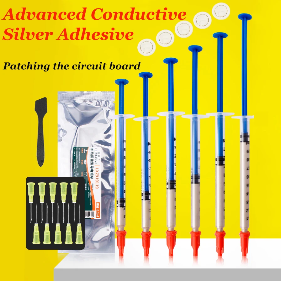 Conductive silver glue quick-drying solder joint pcb board line breakage poor contact repair silver paste low resistance
Conductive silver glue quick-drying solder joint pcb board line breakage poor contact repair silver paste low resistance