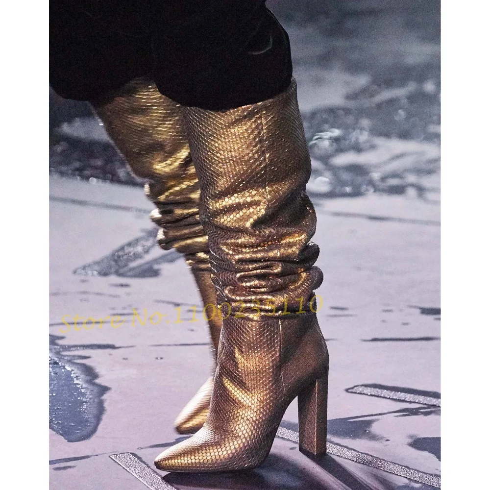 Print Pointy Toe Block Heels Boots Women Catwalk High Heels Patchwork Shoes Trending Female Autumn Pleated Luxury Dress Boots
Print Pointy Toe Block Heels Boots Women Catwalk High Heels Patchwork Shoes Trending Female Autumn Pleated Luxury Dress Boots