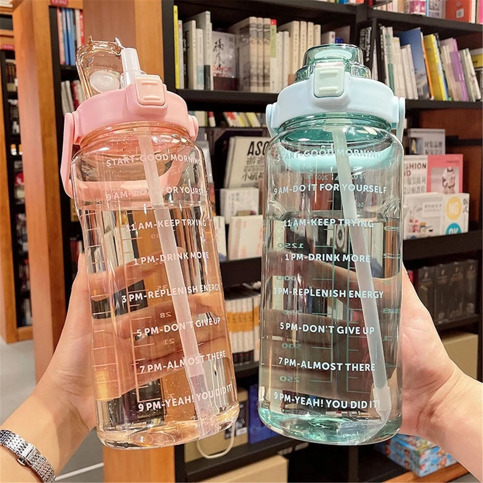 New 2L Sports Straw Water Bottle Portable Large Capacity Water Bottles Fitness Bike Cup Summer Cold Water Jug With Time Marker
New 2L Sports Straw Water Bottle Portable Large Capacity Water Bottles Fitness Bike Cup Summer Cold Water Jug With Time Marker