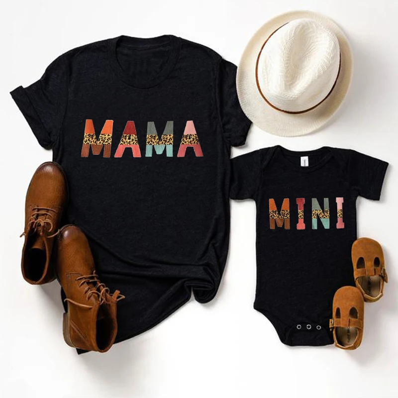 

Mothers Day Gift Mother and Daughter Clothes Valentines Gift Mama Mini Outfit Leopard Baby Clothes Family Matching Outfit Gift