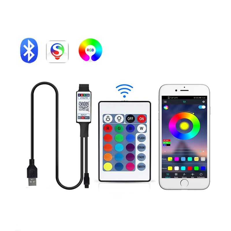 DuoCo Strip Bluetooth 24Key Rgb Controler Smart Control Rgb Led Tape 5050 2835 Neon Strips 5V Led Lights Strips Usb
DuoCo Strip Bluetooth 24Key Rgb Controler Smart Control Rgb Led Tape 5050 2835 Neon Strips 5V Led Lights Strips Usb
