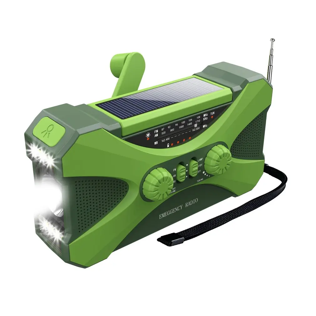 

Портативное аварийное радио на 10000 мА · ч с солнечной батареей, ручной радиоприемник AM/FM, фонарик, SOS-сигнал, внешний аккумулятор, динамик, радио для погоды