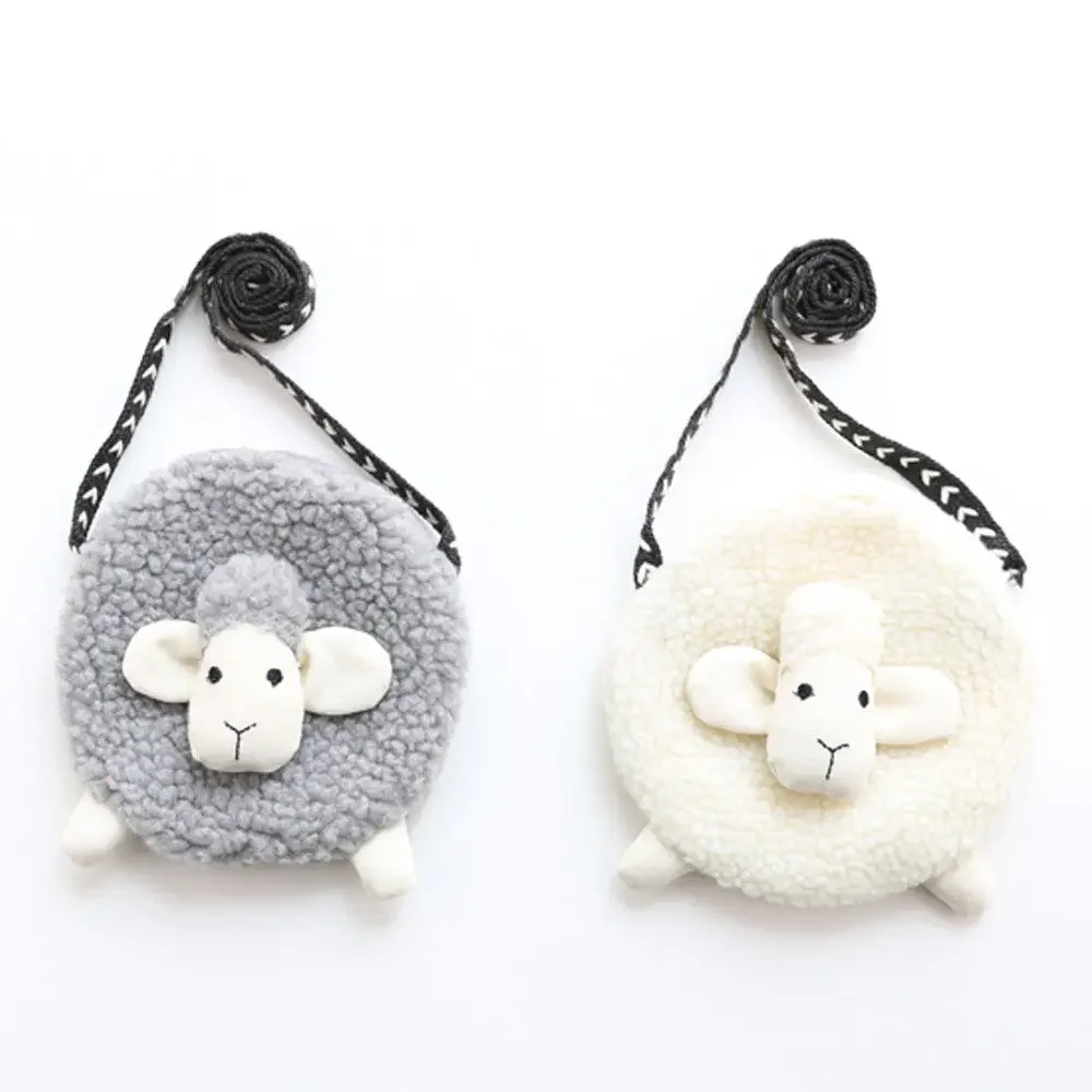 

Cute Sheep Shape Crossbody Bag Mini Coin Purse Wallet Kawaii Crossbody Bags for Toddler Girls Plush Soft Sweet Purses for Kids