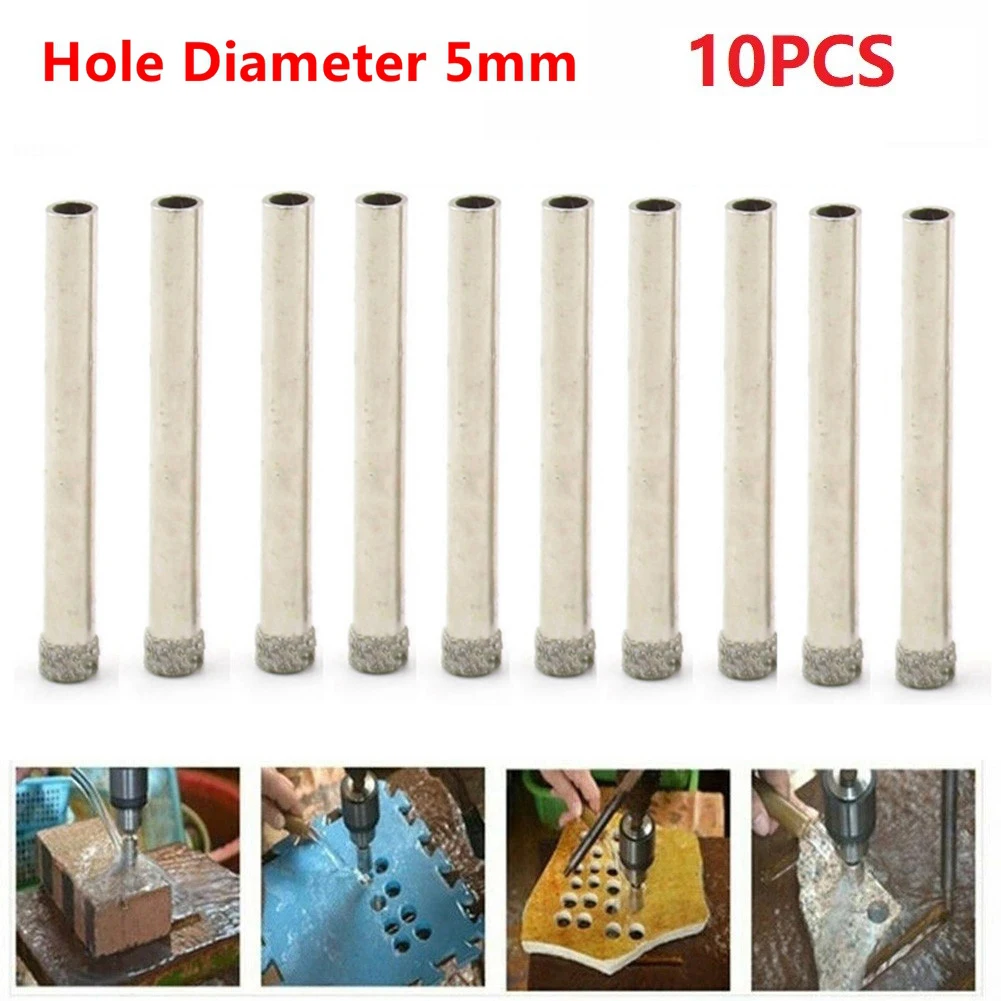 10Pcs 5mm Diamond Hole Saw Drill Bit Glass Tile Ceramic Marble Slate And Porcelain Tiles Drilling 50mm Length
10Pcs 5mm Diamond Hole Saw Drill Bit Glass Tile Ceramic Marble Slate And Porcelain Tiles Drilling 50mm Length
