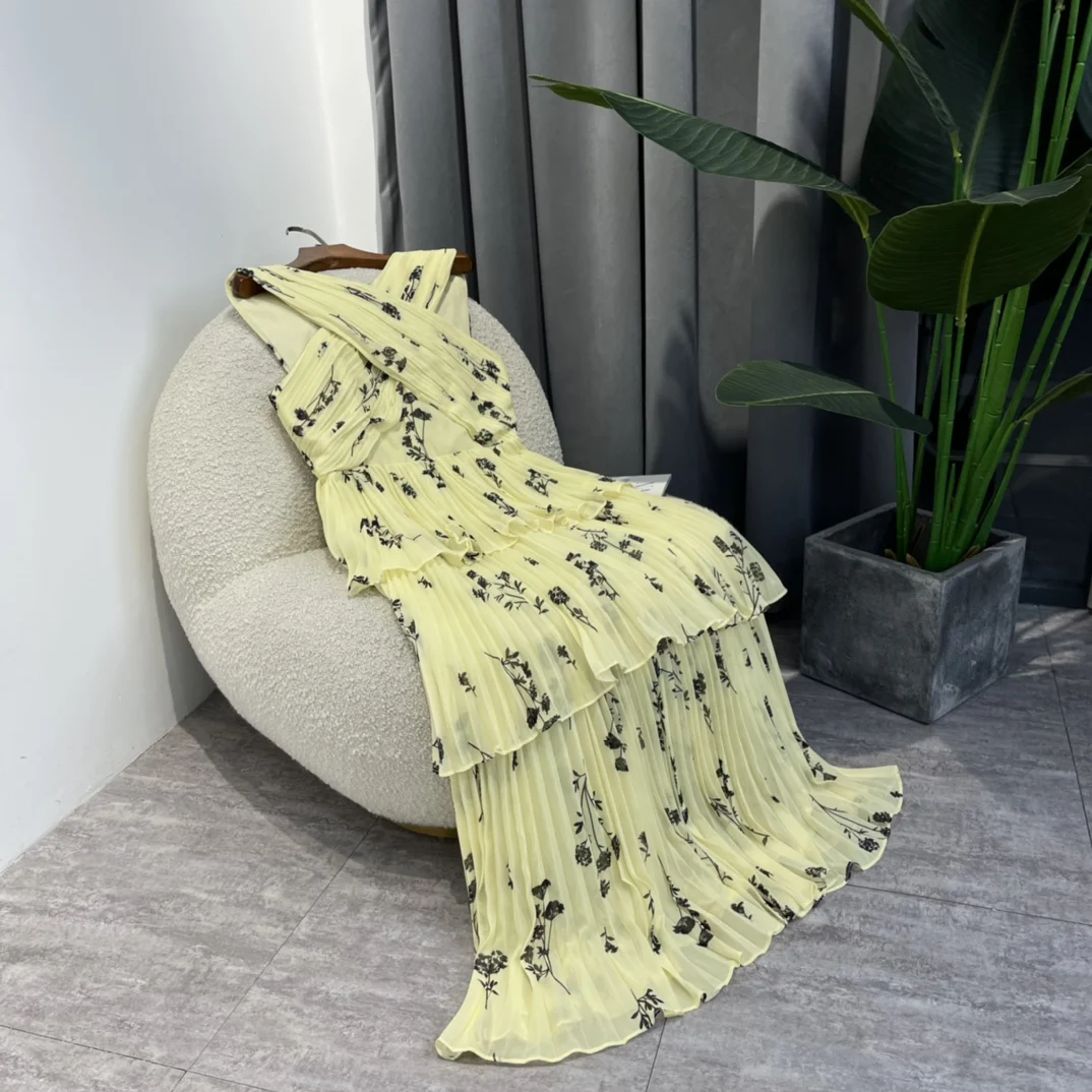 Black Botanical Print Midi Dresses Light Yellow Sky Blue Cross Ruched Sleeveless 2022 Women Summer High Quality one piece
Black Botanical Print Midi Dresses Light Yellow Sky Blue Cross Ruched Sleeveless 2022 Women Summer High Quality one piece