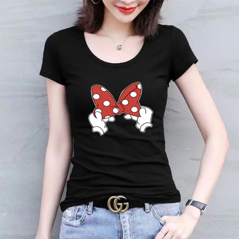 Women Tshirt Short Sleeve Bow New Lovely Female Tops Tee Summer Cute Cartoon O-neck Fashion Ladies Black White Girls Clothes
Women Tshirt Short Sleeve Bow New Lovely Female Tops Tee Summer Cute Cartoon O-neck Fashion Ladies Black White Girls Clothes