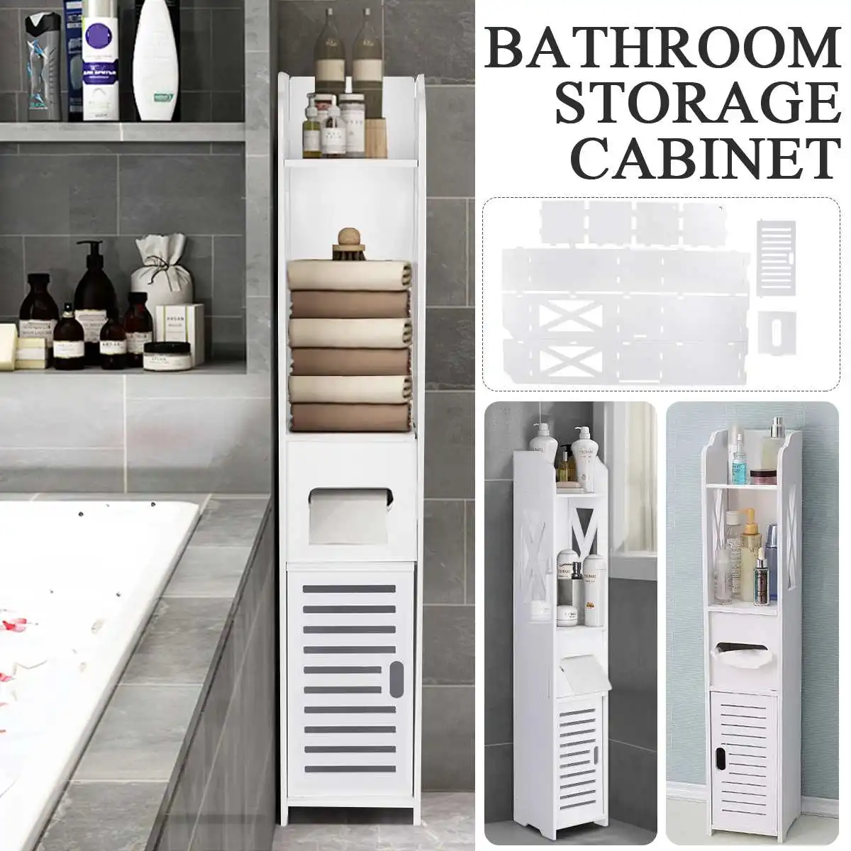 Bathroom Corner Floor Cabinet Toilet Vanity Cabinet Narrow Bath Sink Organizer Towel Storage Shelf for Paper Holder 4 Size
Bathroom Corner Floor Cabinet Toilet Vanity Cabinet Narrow Bath Sink Organizer Towel Storage Shelf for Paper Holder 4 Size