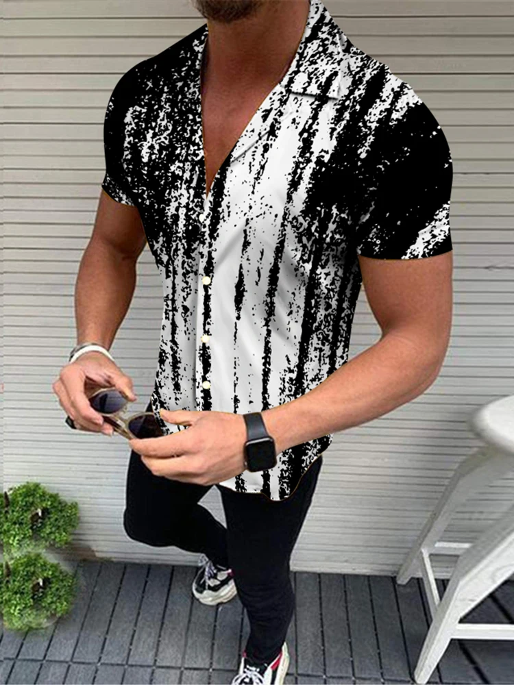 Summer Hawaiian Shirt Men Geometric Print Short Sleeve Button Blouse Top Slim fit Design Formal Casual Brand Male Dress Shirts
Summer Hawaiian Shirt Men Geometric Print Short Sleeve Button Blouse Top Slim fit Design Formal Casual Brand Male Dress Shirts