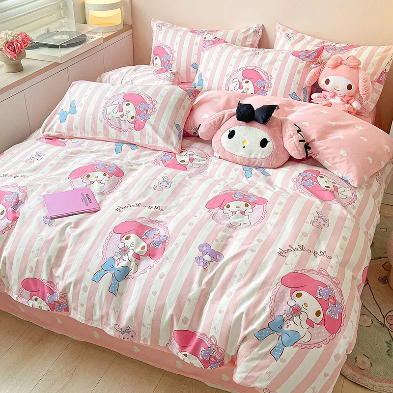 Комплект постельного белья из 100% хлопка Sanrio Kuromi My Melody Cinnamoroll, пододеяльник, простыня, наволочка, King, Queen, Twin, домашний текстиль
Комплект постельного белья из 100% хлопка Sanrio Kuromi My Melody Cinnamoroll, пододеяльник, простыня, наволочка, King, Queen, Twin, домашний текстиль