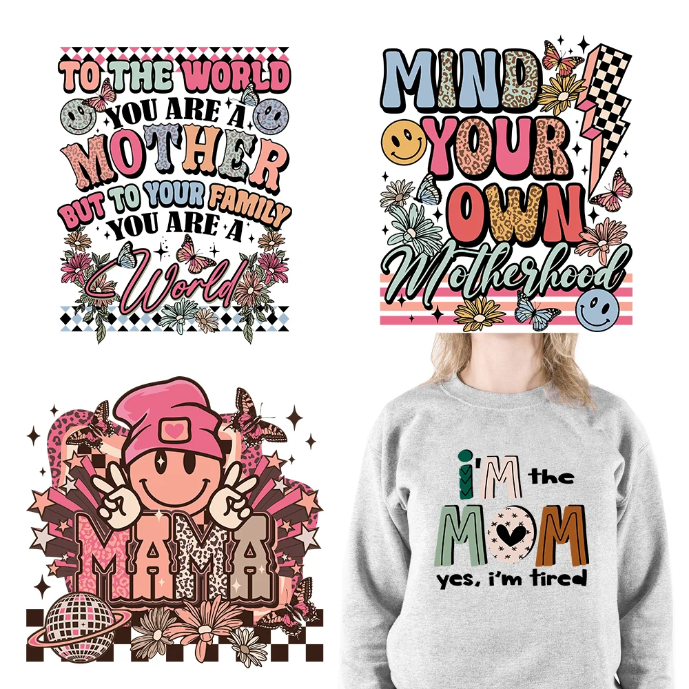 

Retro Mother's Day Decals Best Mom Ever Design Western Mama Printing Mama Letter DTF Transfers Ready To Press For Bags Clothes