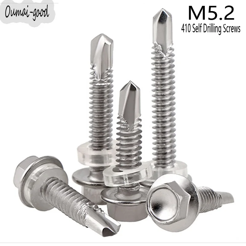 1pc M5.2 x 16 - 125mm 410 Stainless Hex Washer Head Self Drilling Screws Outer Hexagon Head With Pad Collar Sheet Metal Screws
1pc M5.2 x 16 - 125mm 410 Stainless Hex Washer Head Self Drilling Screws Outer Hexagon Head With Pad Collar Sheet Metal Screws