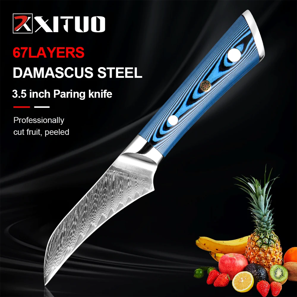 3.5 Inch Utility Paring Knife XITUO Chef Knife Damascus Stainless Steel VG10 Pro Razor Sharp Blade Kitchen Cutting Fruit Knife
3.5 Inch Utility Paring Knife XITUO Chef Knife Damascus Stainless Steel VG10 Pro Razor Sharp Blade Kitchen Cutting Fruit Knife