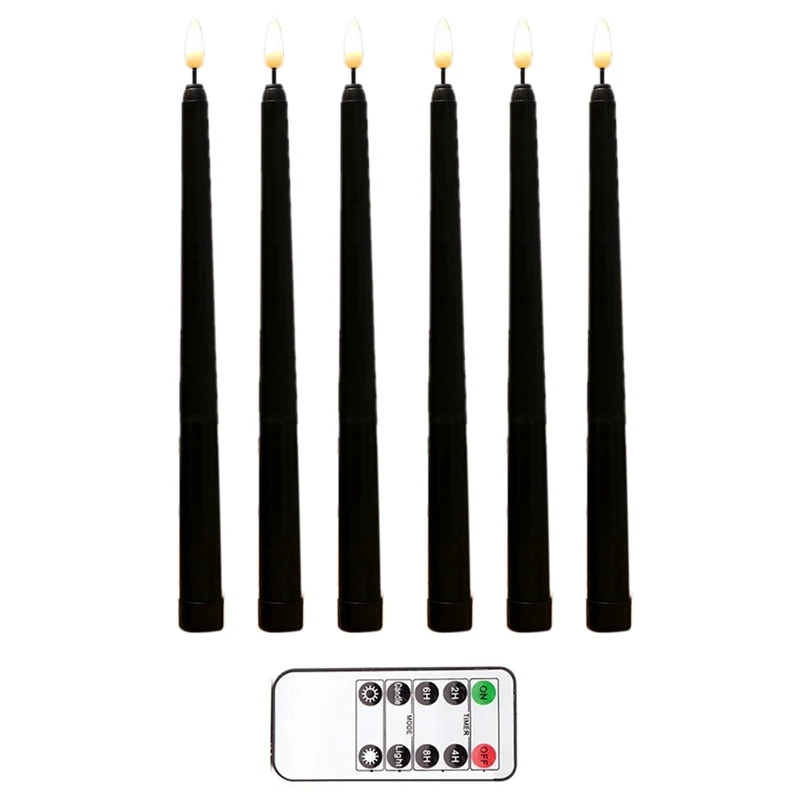 12Pcs Flameless Black Taper Candles Flickering With 10-Key Remote Timer, Operated LED Candlesticks Window Candles
12Pcs Flameless Black Taper Candles Flickering With 10-Key Remote Timer, Operated LED Candlesticks Window Candles