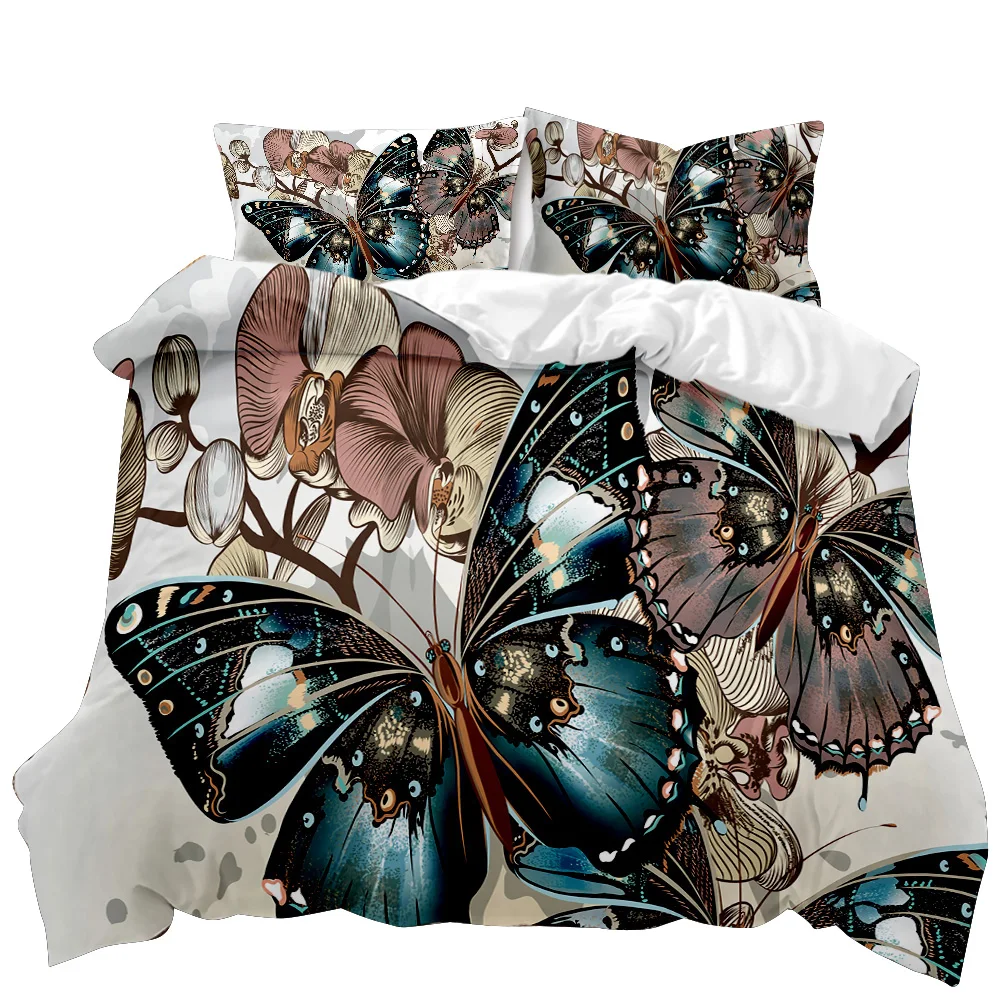

Butterfly Duvet Cover Set Butterfly Plum Branch Pattern Bedding Set Soft Bedclothes Twin Queen King Size Polyester Qulit Cover