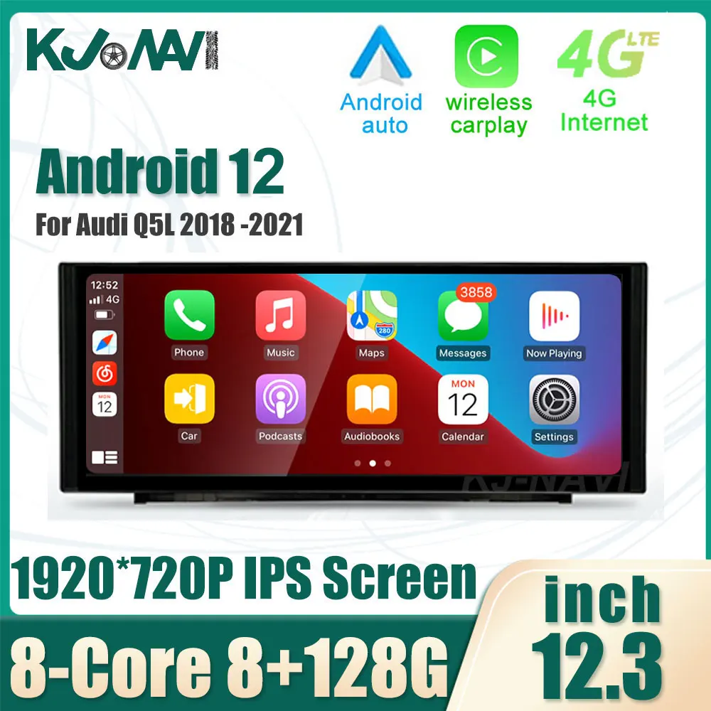 

12.3 Inch Android 12 Touch Screen IPS For Audi Q5 Q5L 2018-2021 Car CarPlay Monitors Stereo Speacker Radio Multimedia Player