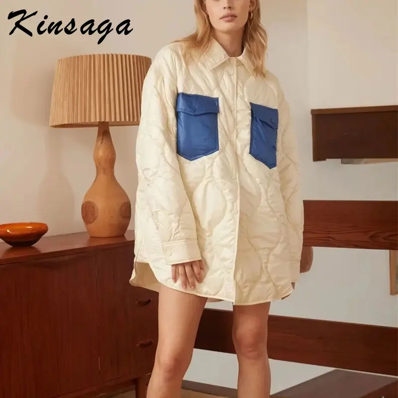 Streetwear Y2k Contrast Color Patchwork Quilted Coats Fashion Loose Lapel Mid Long Padded Parkas Female Button Up Puffer Jackets
Streetwear Y2k Contrast Color Patchwork Quilted Coats Fashion Loose Lapel Mid Long Padded Parkas Female Button Up Puffer Jackets
