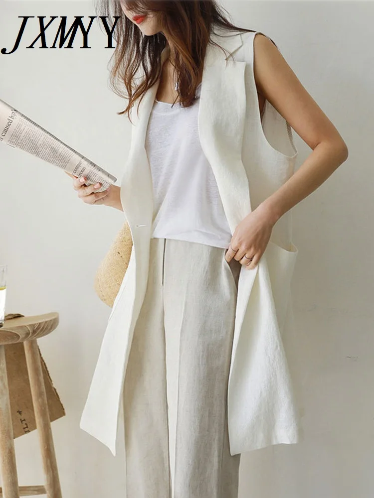 JXMYY Single-Breasted Loose All-Match Vest Coat White 2022 Spring And Autumn Sleeveless Suit Vest Linen Long Female
JXMYY Single-Breasted Loose All-Match Vest Coat White 2022 Spring And Autumn Sleeveless Suit Vest Linen Long Female
