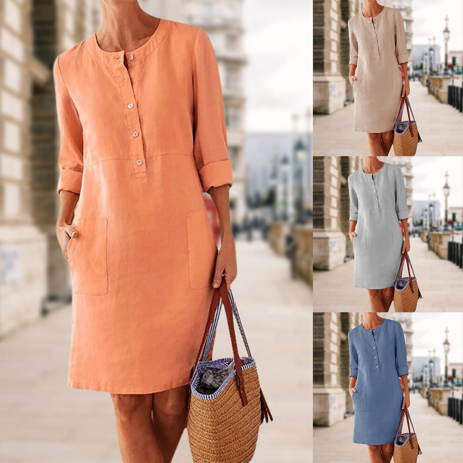 Women Cotton Linen Mini Dresses Summer Fashion Retro Solid Crew Neck Loose Dresses Female Casual Elegant Mid-Sleeve Dress Vest
Women Cotton Linen Mini Dresses Summer Fashion Retro Solid Crew Neck Loose Dresses Female Casual Elegant Mid-Sleeve Dress Vest