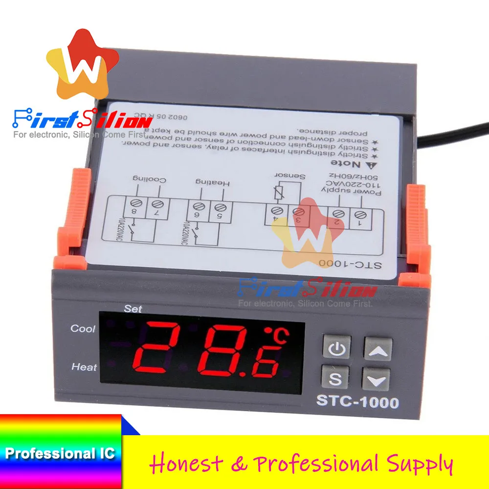 Quality Universal Digital STC-1000 Temperature Controller Thermostat with Probe -50~99C 220 V Aquarium w/Sensor All-Purpose
Quality Universal Digital STC-1000 Temperature Controller Thermostat with Probe -50~99C 220 V Aquarium w/Sensor All-Purpose
