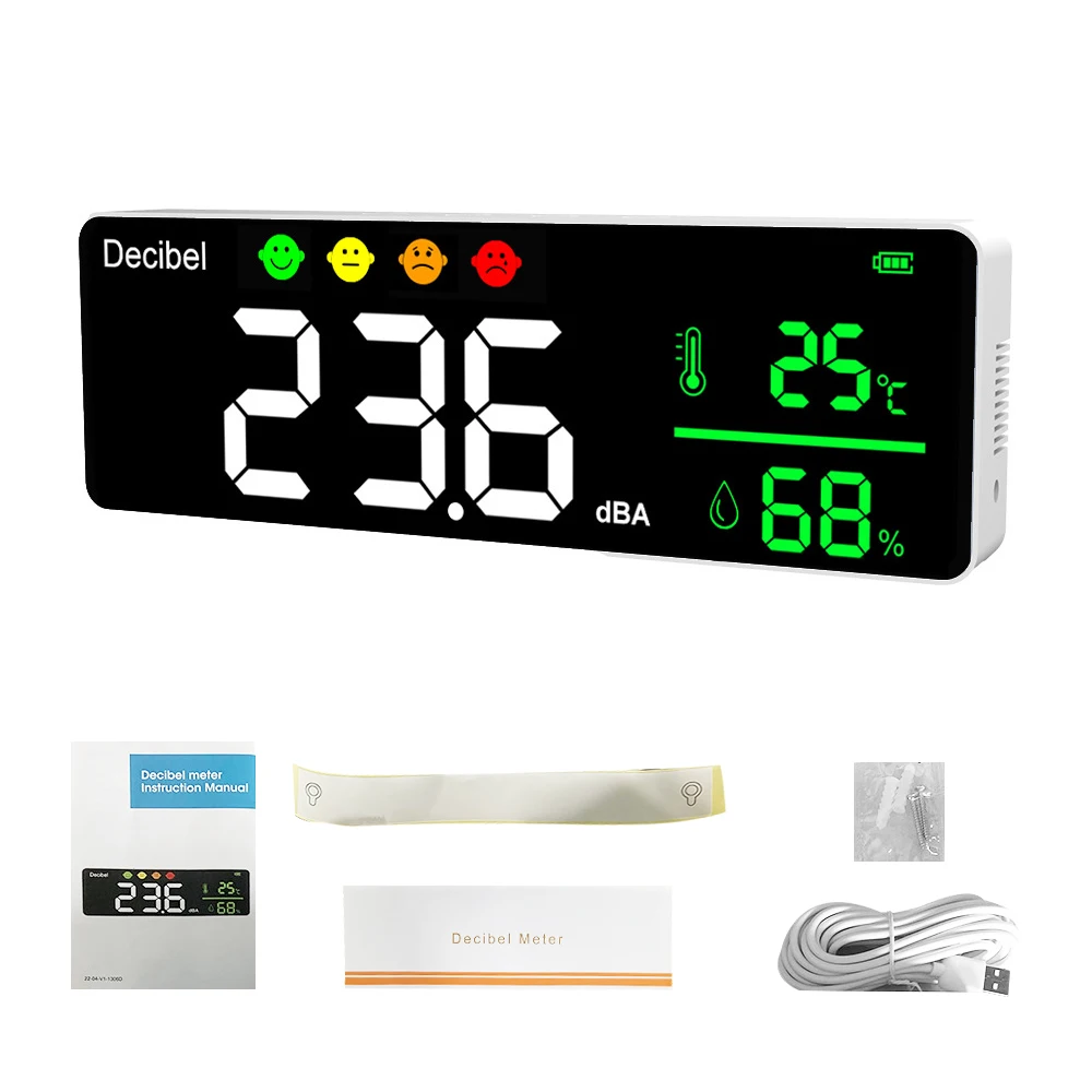 Noise Measuring Instrument Digital Decibel Sound Meter Temperature and Humidity Meter Indoor Wall Mounted Large Screen Tester
Noise Measuring Instrument Digital Decibel Sound Meter Temperature and Humidity Meter Indoor Wall Mounted Large Screen Tester
