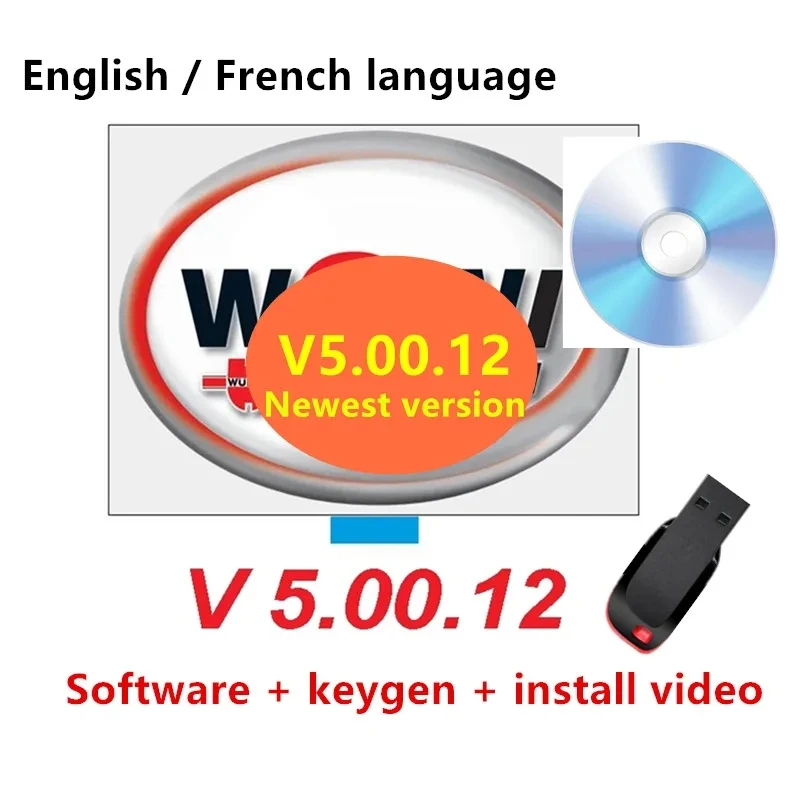 

2022 Hot sale For WOW 5.00.12 diagnostic tool CD DVD Software 5.0012 French Language with Kengen For Vd Tcs Pro 150E Car Truck