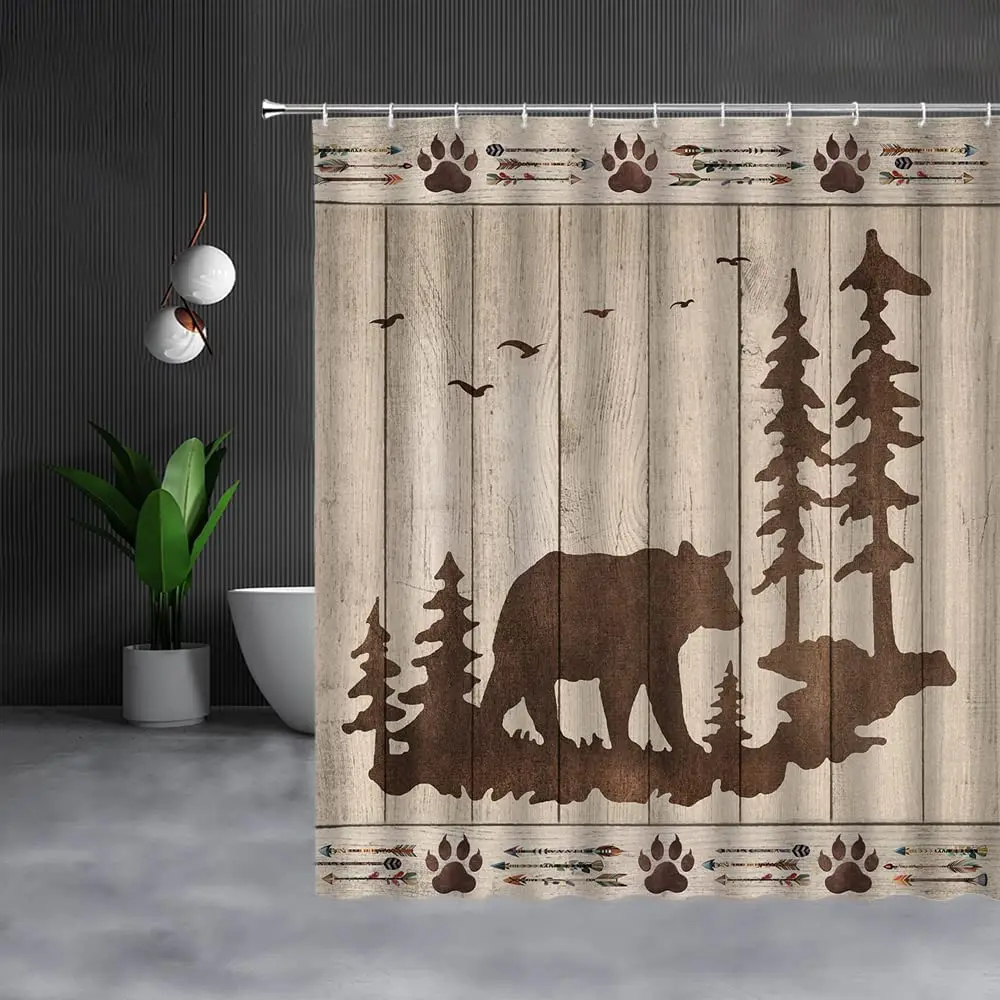 Bear Shower Curtain Wild Animals Rustic Cabin Forest Farmhouse Country Lodge Claw Hunting Wood Plank Bathroom Curtains with Hook
Bear Shower Curtain Wild Animals Rustic Cabin Forest Farmhouse Country Lodge Claw Hunting Wood Plank Bathroom Curtains with Hook