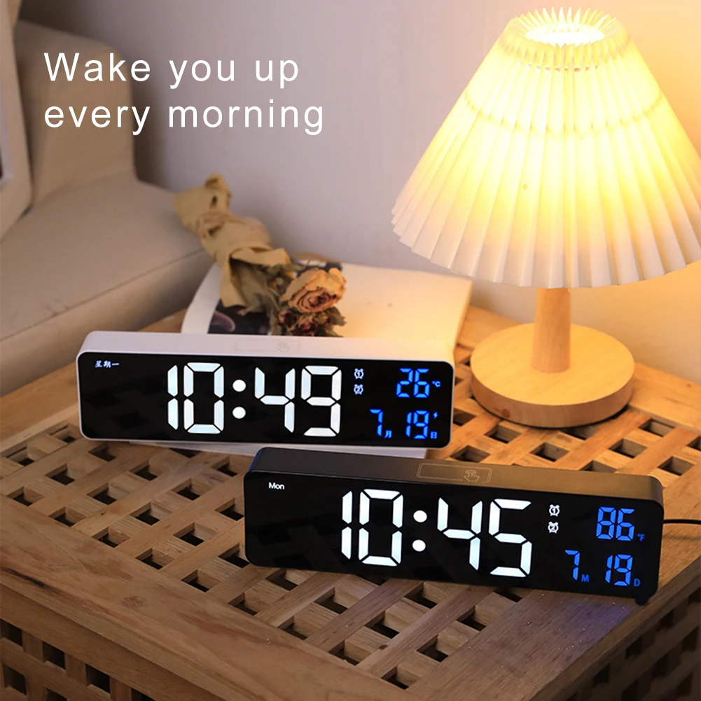 LED Digital Alarm Clock with Snooze and Voice-activated Induction Adjustable Brightness Rechargeable Digital Clock for Bedroom
LED Digital Alarm Clock with Snooze and Voice-activated Induction Adjustable Brightness Rechargeable Digital Clock for Bedroom