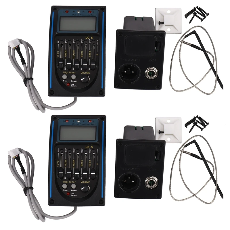 2X 5 Band EQ Equalizer Pickup, Acoustic Guitar Preamplifier Tuner with LCD Tuner and Volume Control LC-5
2X 5 Band EQ Equalizer Pickup, Acoustic Guitar Preamplifier Tuner with LCD Tuner and Volume Control LC-5