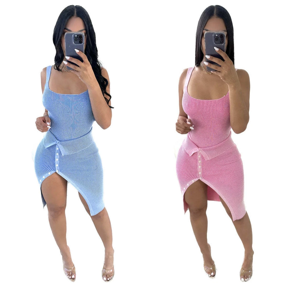 Sexy Ribbed Bodysuit and Irrefular Skirt Two Piece Y2K Women Matching Set Skinny Outfits Button Up Split Skirts Streetwear Suits
Sexy Ribbed Bodysuit and Irrefular Skirt Two Piece Y2K Women Matching Set Skinny Outfits Button Up Split Skirts Streetwear Suits