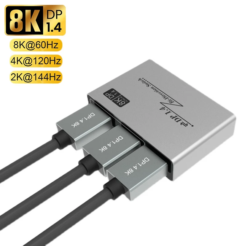 8K 60Hz Bi-Direction DP 1.4 Switch 2x1 DisplayPort splitter 1x2 4K@144Hz DP Switcher for Multiple Source and displays switcher
8K 60Hz Bi-Direction DP 1.4 Switch 2x1 DisplayPort splitter 1x2 4K@144Hz DP Switcher for Multiple Source and displays switcher