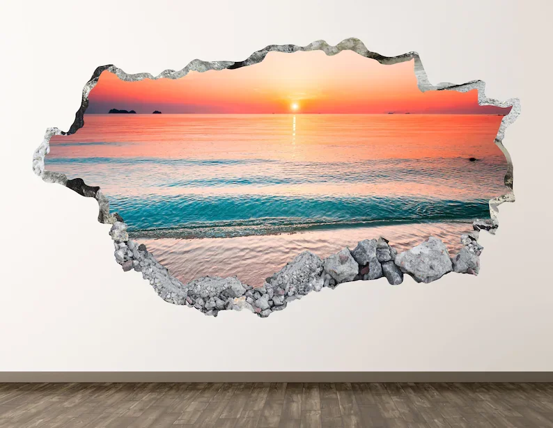 Beach Wall Decal - Shore Sunset 3D Smashed Wall Art Sticker Living Room Decor Vinyl Home Poster Custom Gift KD317
Beach Wall Decal - Shore Sunset 3D Smashed Wall Art Sticker Living Room Decor Vinyl Home Poster Custom Gift KD317
