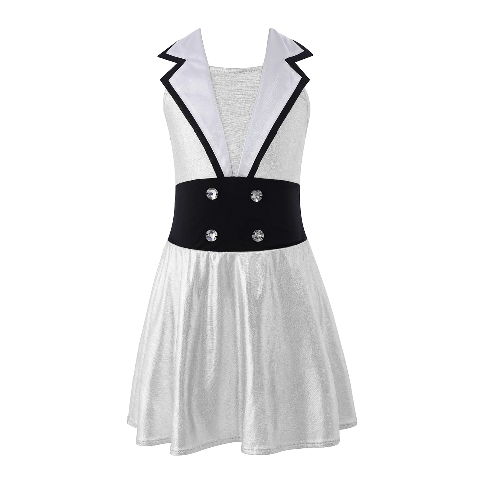 Kids Girls Bronzing Cloth Ballet Dance Dress Sleeveless Turndown Collar Suit Outlook Shiny Rhinestone Dance Performance Dress
Kids Girls Bronzing Cloth Ballet Dance Dress Sleeveless Turndown Collar Suit Outlook Shiny Rhinestone Dance Performance Dress