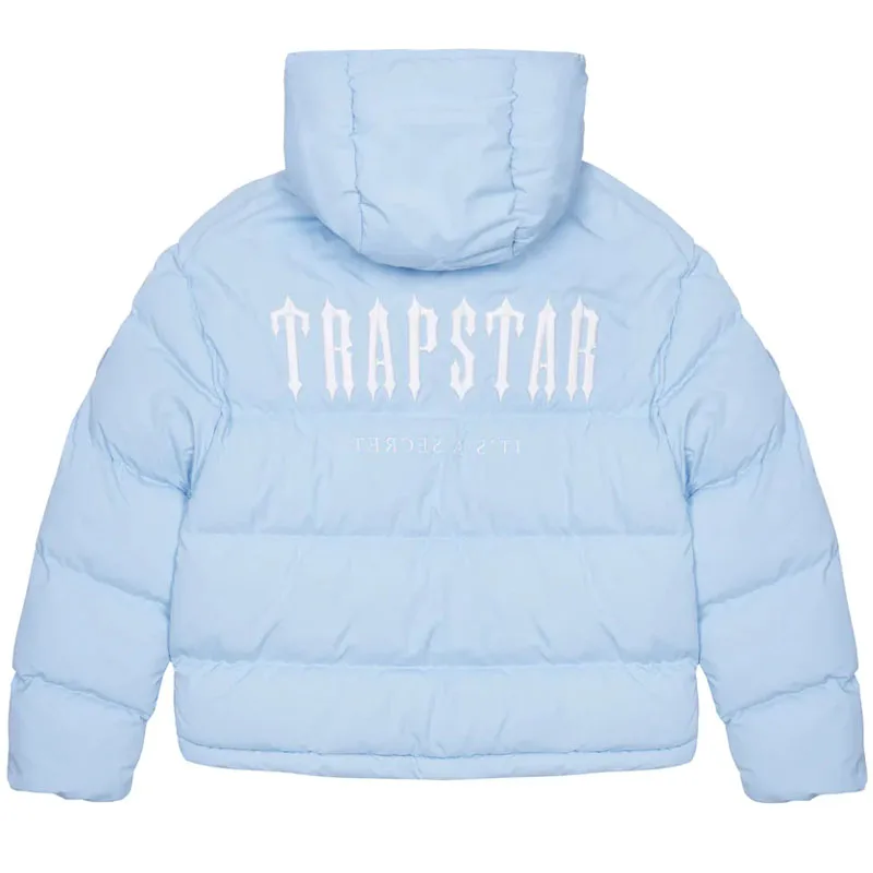 

Trapstar London Decoded Hooded Puffer 2.0 - Ice Blue Jacket Men Top Quality Embroidered Thermal Hoodie Men Winter Coat Tops