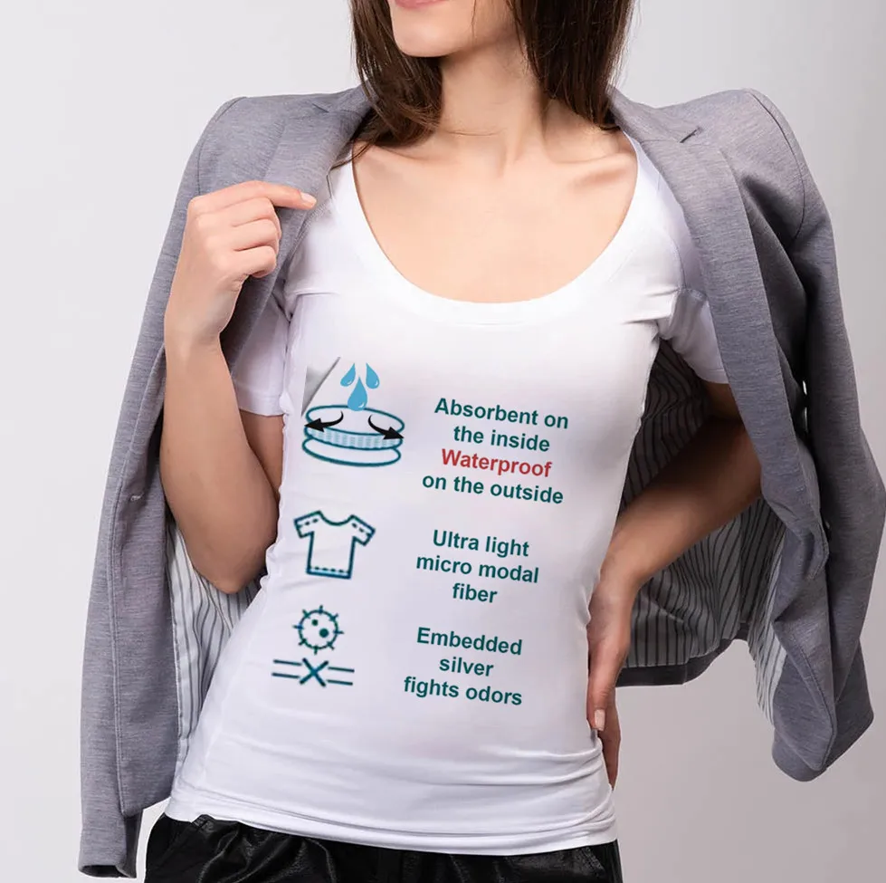 Guaranteed To Stop 100% Of Underarm Sweat Proof Undershirt Armpit Padded Sweatproof T-Shirt Women
Guaranteed To Stop 100% Of Underarm Sweat Proof Undershirt Armpit Padded Sweatproof T-Shirt Women