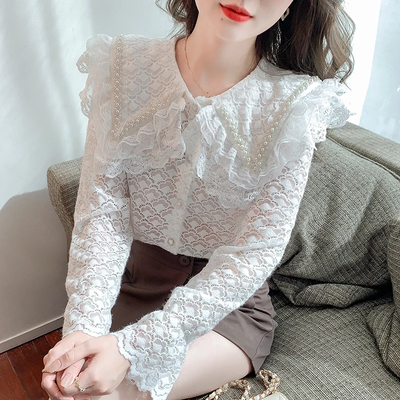 2022 new spring super fairy beading heavy industry lace bottoming shirt women's blouse 630j,413-9
2022 new spring super fairy beading heavy industry lace bottoming shirt women's blouse 630j,413-9