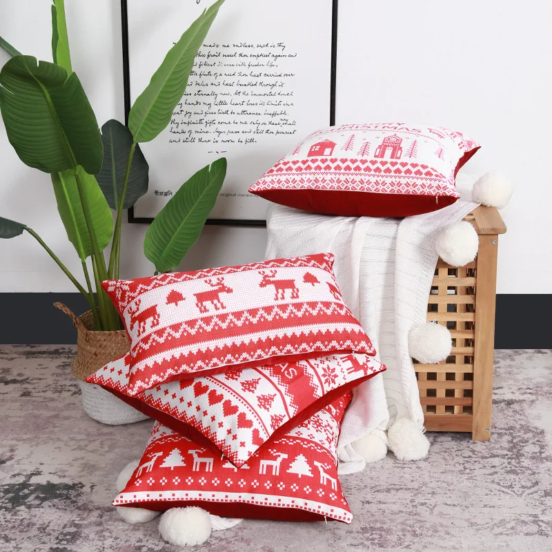 Christmas Printed Cotton Linen Blue Cushion Cover Red Green Elk Pattern Pillowcase for Sofa Living Room New Year Home Decor 2022
Christmas Printed Cotton Linen Blue Cushion Cover Red Green Elk Pattern Pillowcase for Sofa Living Room New Year Home Decor 2022