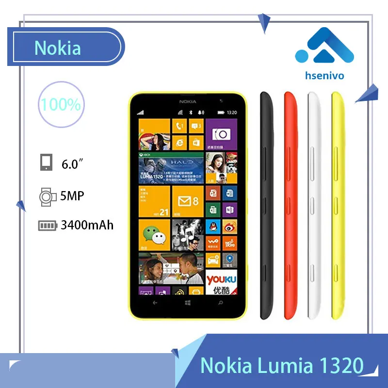 Восстановленный Оригинальный разблокированный сотовый телефон Nokia Lumia 1320, двухъядерный, экран 6,0 дюйма, камера 5 Мп, 8 Гб ROM, 1 ГБ RAM, бесплатная ...
Восстановленный Оригинальный разблокированный сотовый телефон Nokia Lumia 1320, двухъядерный, экран 6,0 дюйма, камера 5 Мп, 8 Гб ROM, 1 ГБ RAM, бесплатная ...