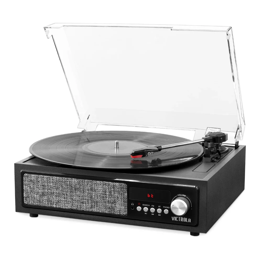 3-in-1 Bluetooth Record Player with Built in Speakers and 3-Speed Turntable, Black
3-in-1 Bluetooth Record Player with Built in Speakers and 3-Speed Turntable, Black