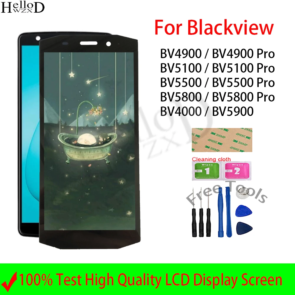 Display For Blackview BV4000 BV5900 BV4900 BV5100 BV5500 BV5800 Pro LCD Display Touch Screen Digitizer Assembly Assembly Tools
Display For Blackview BV4000 BV5900 BV4900 BV5100 BV5500 BV5800 Pro LCD Display Touch Screen Digitizer Assembly Assembly Tools