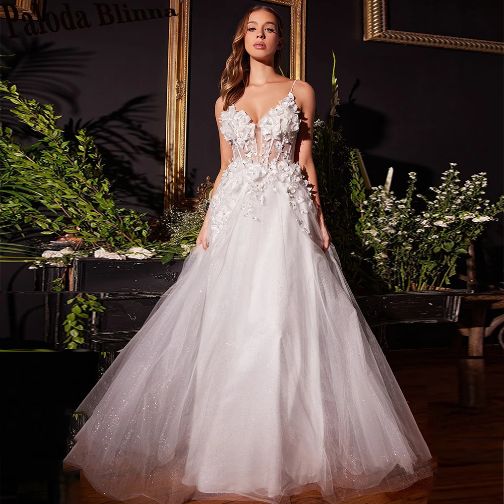 Paloda Modern Sweetheart Appliques Wedding Dresses 2023 Bride Bling Tulle Spaghetti Straps Lacing Up Sleeveless Floor Length
Paloda Modern Sweetheart Appliques Wedding Dresses 2023 Bride Bling Tulle Spaghetti Straps Lacing Up Sleeveless Floor Length
