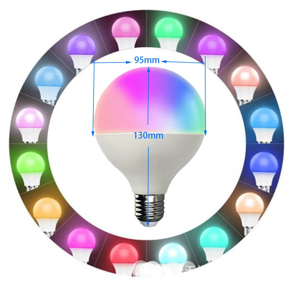 Умная Светодиодная лампа G95 E27 с Wi-Fi светильник теплой и холодной белой подсветкой